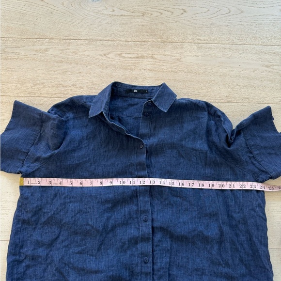 Jarbo Women's Italian Linen Button Up Boyfriend Shirt sz 3 Oversized Blue US 8 - Picture 5 of 8
